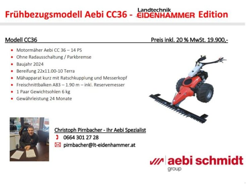 Motormäher от тип Aebi Motormäher CC 36  !! Frühbezugspreise sichern!!, Neumaschine в Burgkirchen (Снимка 1)