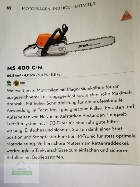 Motorsäge typu Stihl MS 400 C, Neumaschine v Göstling (Obrázok 6)