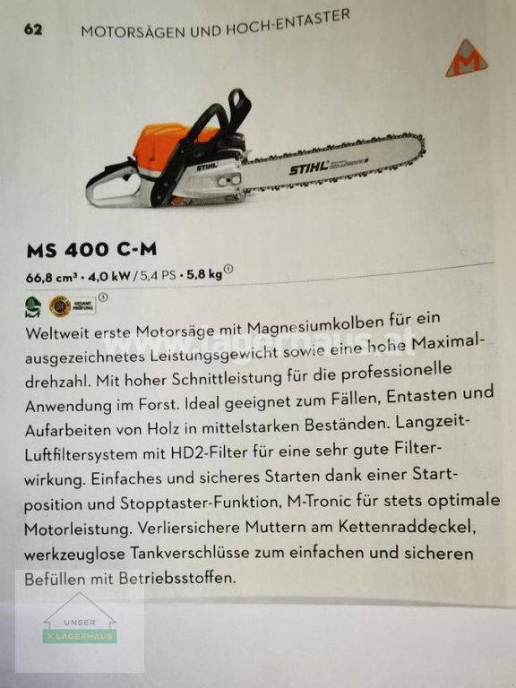 Motorsäge a típus Stihl MS 400 C, Neumaschine ekkor: Göstling (Kép 6)