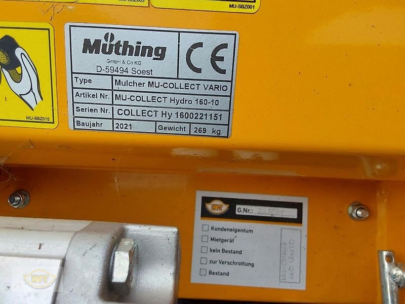 Mulcher Türe ait Müthing MU-Collect 160 Vario, Vorführmaschine içinde Mühlhausen-Görmar (resim 4)