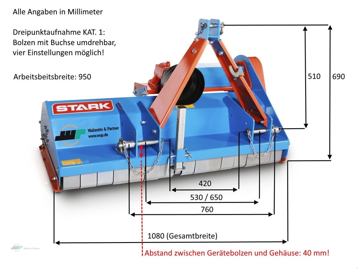 Mulchgerät & Häckselgerät del tipo Stark Mulcher Schlegelmulcher STARK KS 95 ab 10 PS, Neumaschine In Wesenberg (Immagine 2)