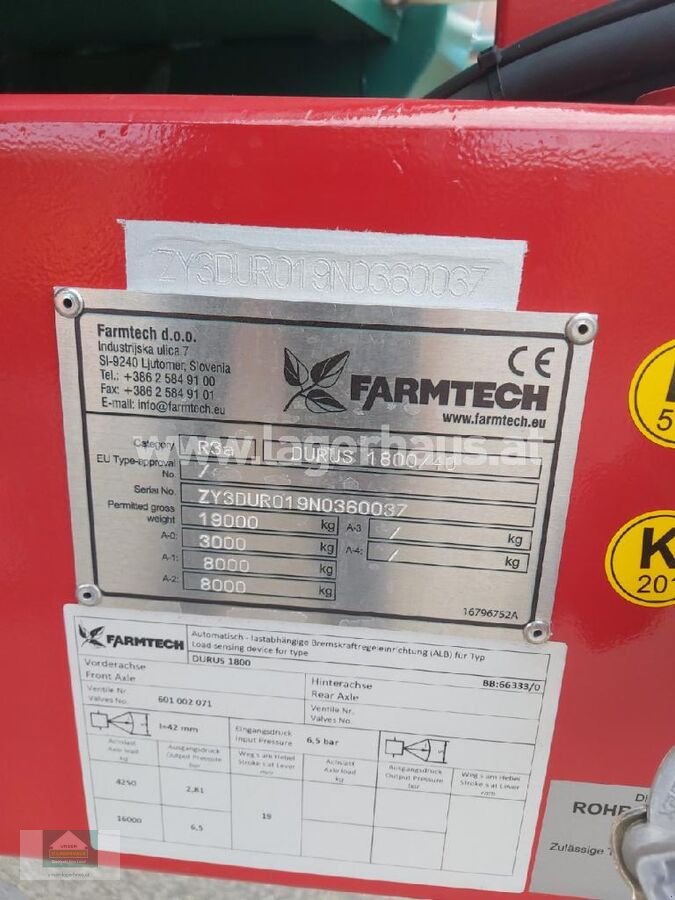 Muldenkipper του τύπου Farmtech DURUS 1800, Neumaschine σε Klagenfurt (Φωτογραφία 4)