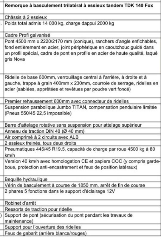 Muldenkipper Türe ait Fliegl TDK 140 FOX, Neumaschine içinde Domdidier (resim 6)