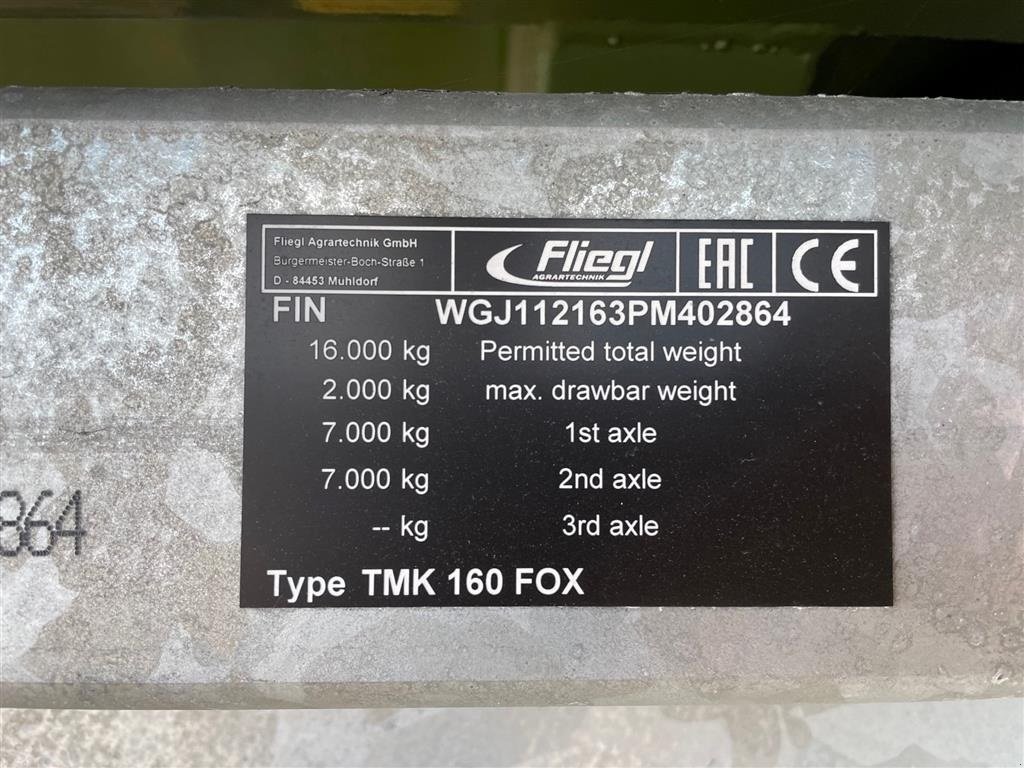 Muldenkipper typu Fliegl TMK 160 Fox, Gebrauchtmaschine v Tinglev (Obrázek 5)