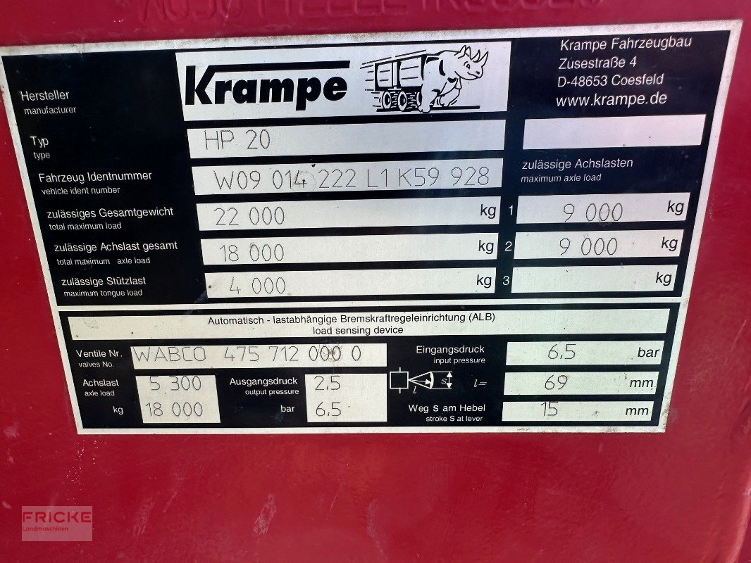 Muldenkipper del tipo Krampe HP 20, Gebrauchtmaschine en Winsen/Luhe (Imagen 2)