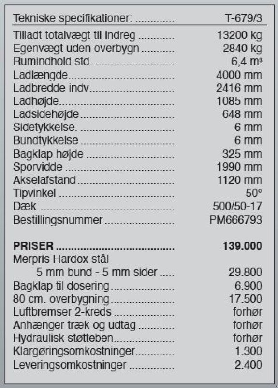 Muldenkipper van het type PRONAR T-679/3, Gebrauchtmaschine in Vrå (Foto 7)