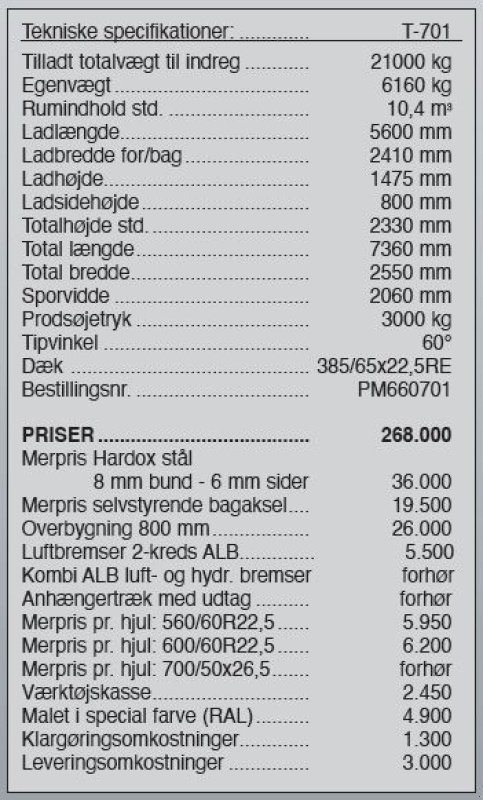 Muldenkipper tipa PRONAR T-701, Gebrauchtmaschine u Vrå (Slika 5)