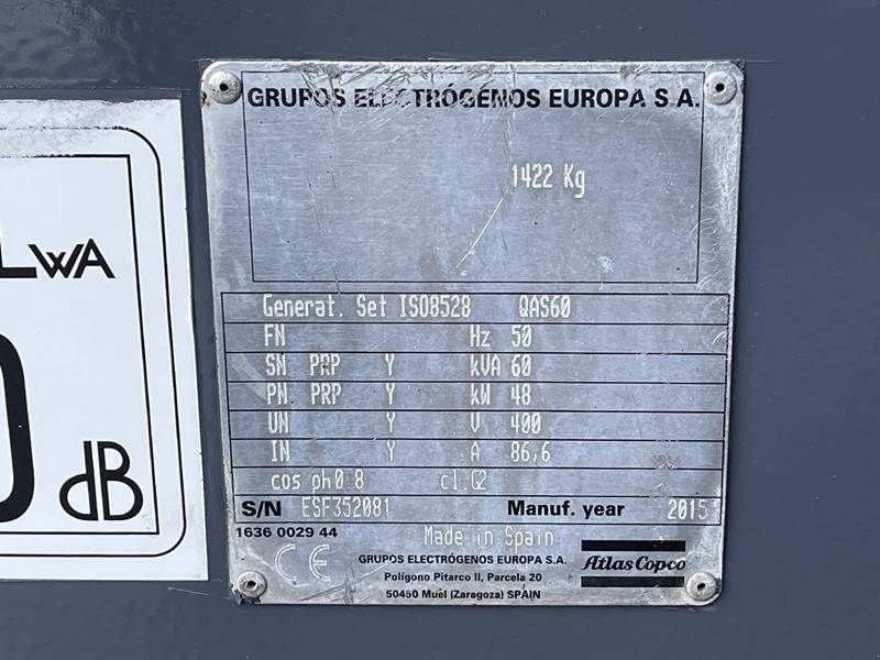 Notstromaggregat tipa Atlas Copco QAS 60, Gebrauchtmaschine u Waregem (Slika 5)