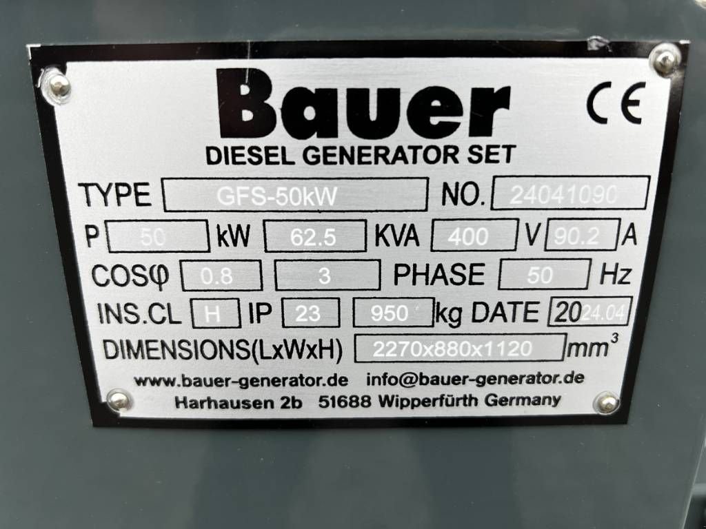 Notstromaggregat Türe ait Bauer 124 KVA, Neumaschine içinde Luttenberg (resim 3)