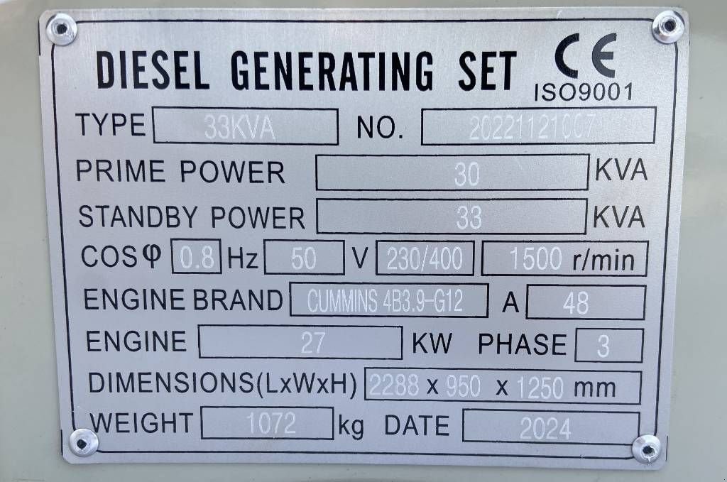 Notstromaggregat типа Cummins 4B3.9-G12 - 33 kVA Generator - DPX-19830.1, Neumaschine в Oudenbosch (Фотография 5)