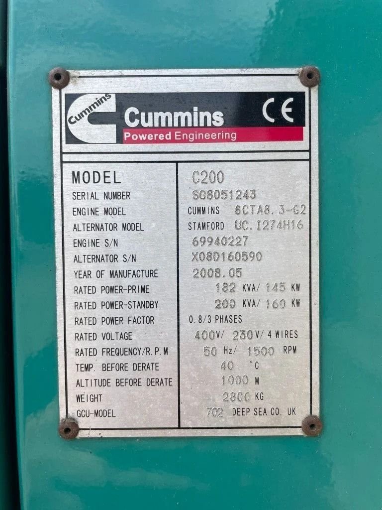 Notstromaggregat Türe ait Cummins 6 CTA8.3-G2 Stamford 200 kVA silent genertatorset, Gebrauchtmaschine içinde VEEN (resim 7)