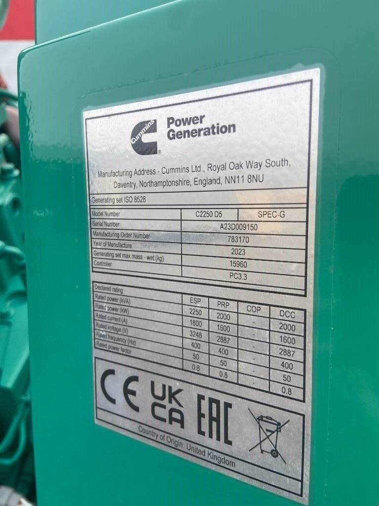 Notstromaggregat des Typs Cummins C2250D5 - 2.250 kVA Generator - DPX-18536, Neumaschine in Oudenbosch (Bild 7)