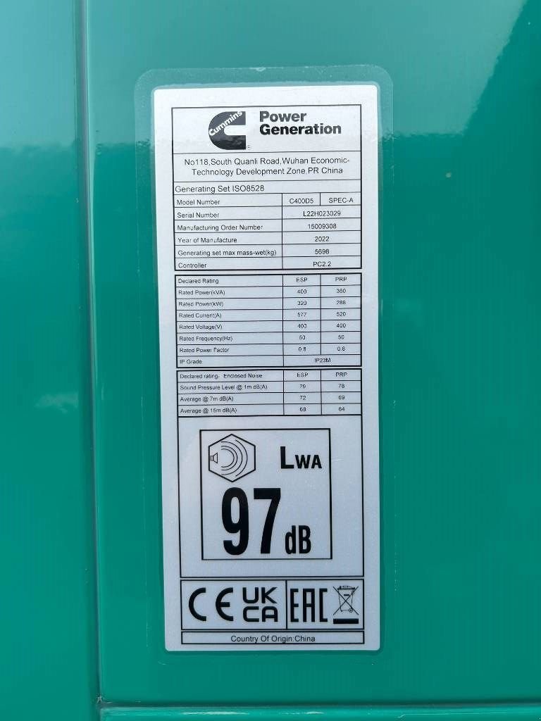 Notstromaggregat Türe ait Cummins C400D5 - 400 kVA Generator - DPX-18518, Neumaschine içinde Oudenbosch (resim 4)