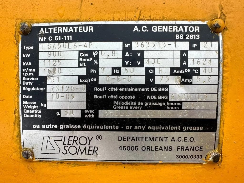 Notstromaggregat типа Cummins KTA 50 G1 SDMO Leroy Somer 1125 kVA generatorset ex emergency 58, Gebrauchtmaschine в VEEN (Фотография 5)