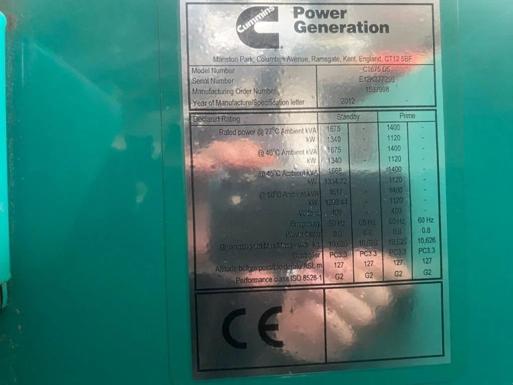 Notstromaggregat des Typs Cummins KTA 50 GS8 C1675 D5 1675 kVA Silent generatorset in 40 ft contai, Gebrauchtmaschine in VEEN (Bild 3)