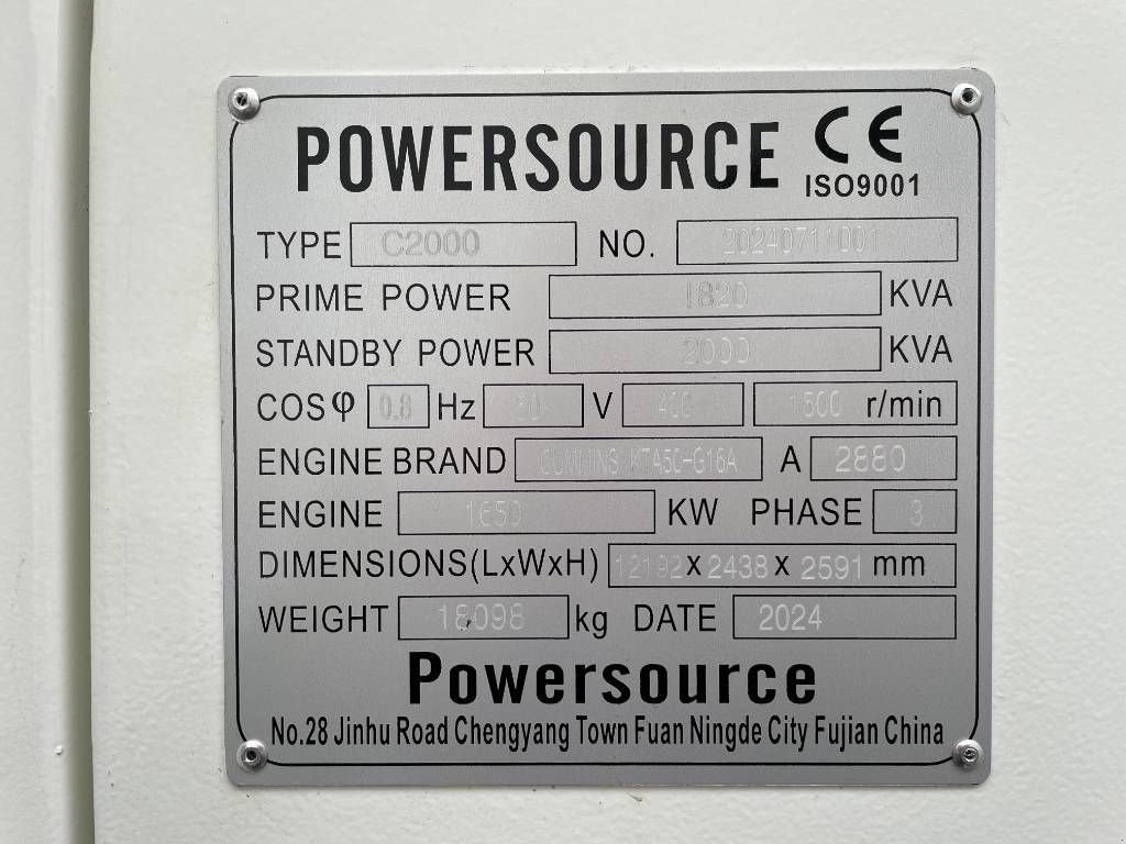 Notstromaggregat van het type Cummins KTA50-G16A - 2.000 kVA Generator - DPX-19849.8, Neumaschine in Oudenbosch (Foto 7)