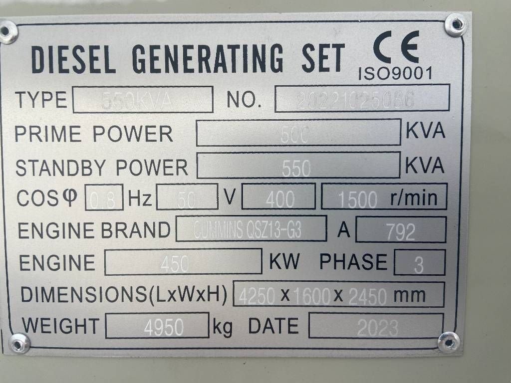 Notstromaggregat Türe ait Cummins QSZ13-G13 - 550 kVA Generator - DPX-19846, Neumaschine içinde Oudenbosch (resim 4)