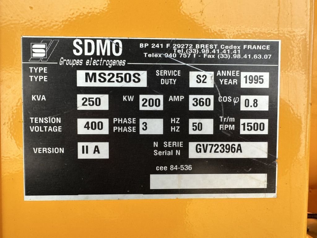 Notstromaggregat типа Cummins SDMO Leroy Somer 250 kVA generatorset ex emergency, Gebrauchtmaschine в VEEN (Фотография 3)