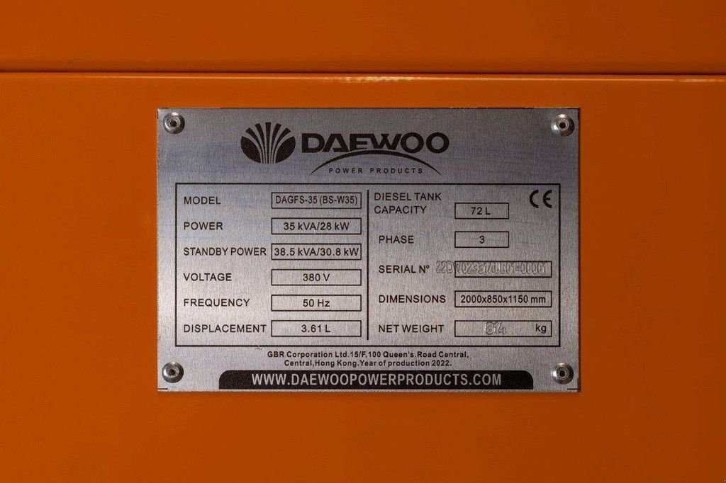 Notstromaggregat du type Daewoo DAGFS-35, Neumaschine en Antwerpen (Photo 4)