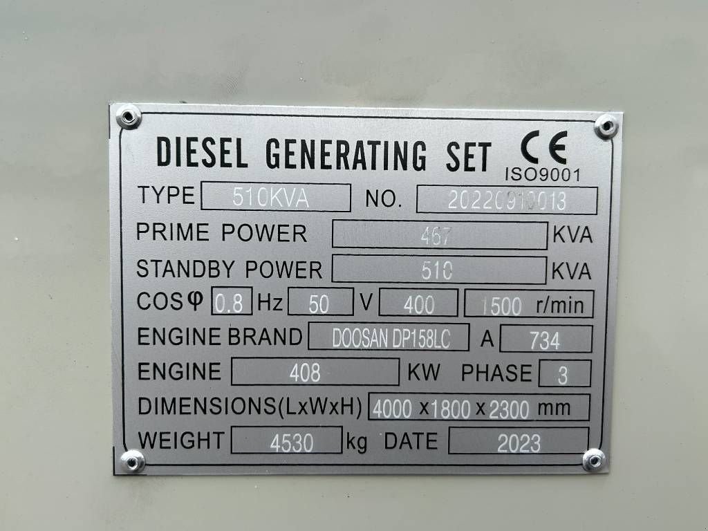 Notstromaggregat του τύπου Doosan DP158LC - 510 kVA Generator - DPX-19855, Neumaschine σε Oudenbosch (Φωτογραφία 4)