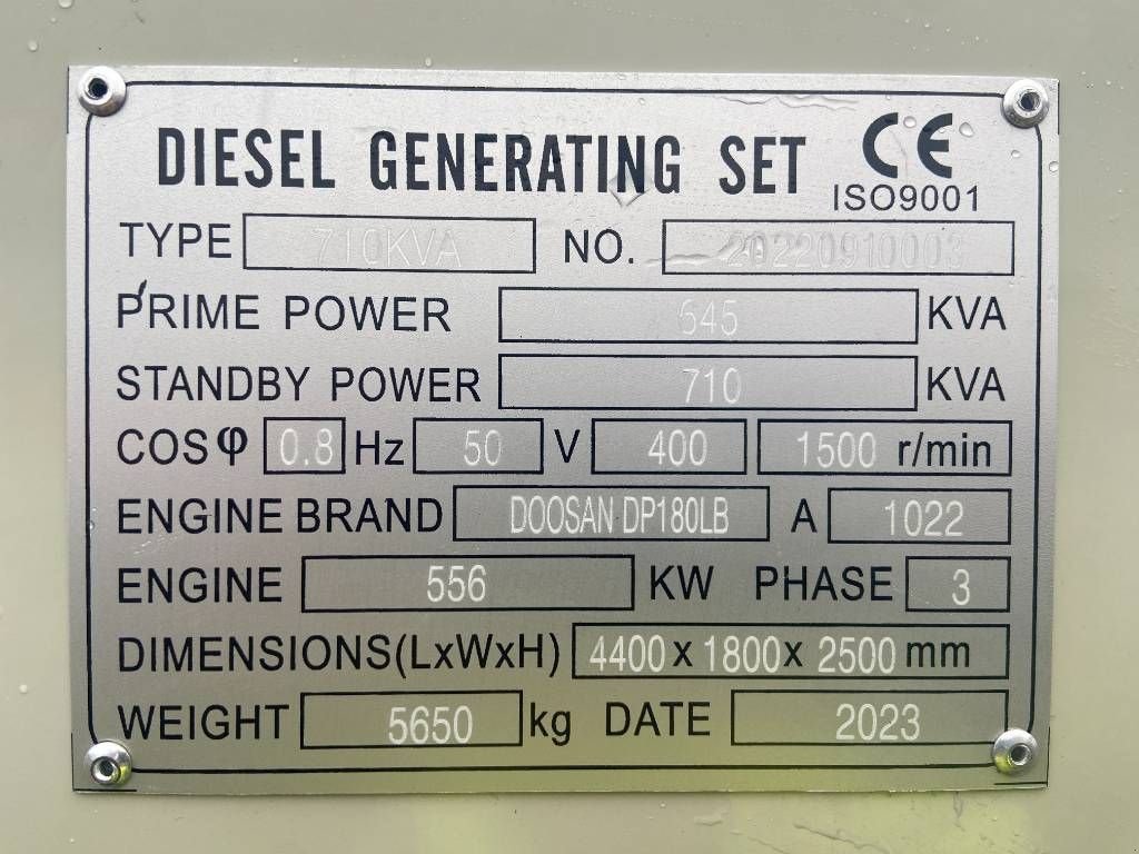 Notstromaggregat typu Doosan DP180LB - 710 kVA Generator - DPX 19857, Neumaschine v Oudenbosch (Obrázok 4)