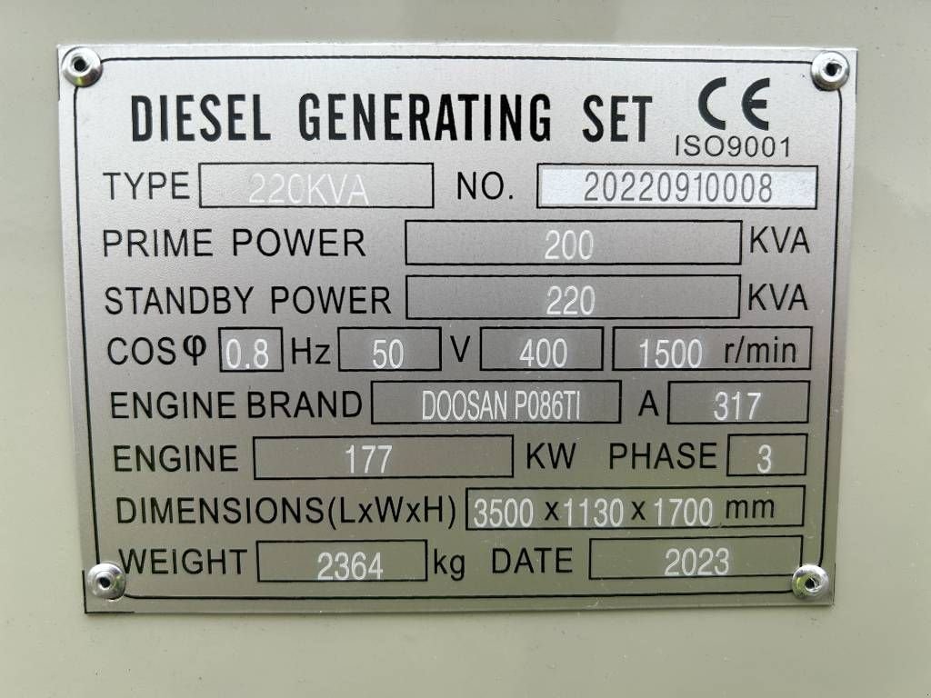 Notstromaggregat от тип Doosan P086TI - 220 kVA Generator - DPX-19852, Neumaschine в Oudenbosch (Снимка 4)