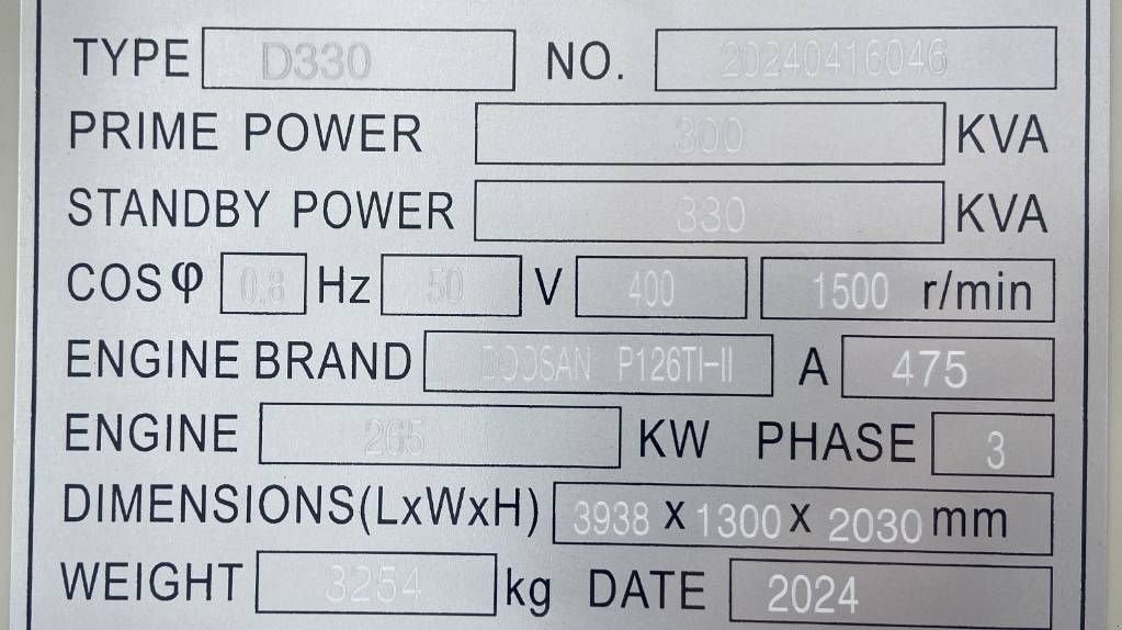 Notstromaggregat des Typs Doosan P126TI-II - 330 kVA Generator - DPX-19853, Neumaschine in Oudenbosch (Bild 4)