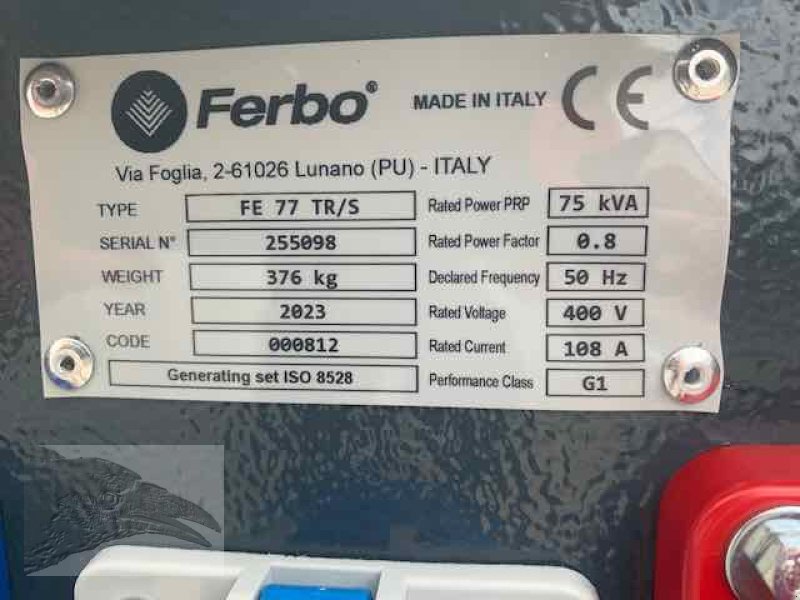 Notstromaggregat Türe ait Ferbo FE 77 75 KVA 50 HZ Zapfwellengenerator, Neumaschine içinde Hermannsburg (resim 7)