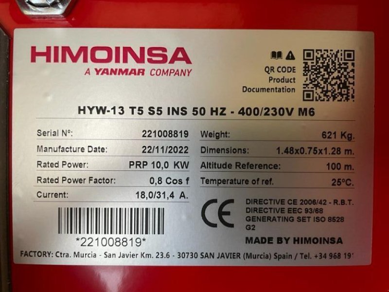 Notstromaggregat typu Himoinsa HYW 13 Yanmar Mecc Alte Spa 13 kVA Supersilent generatorset STAG, Neumaschine w VEEN (Zdjęcie 7)