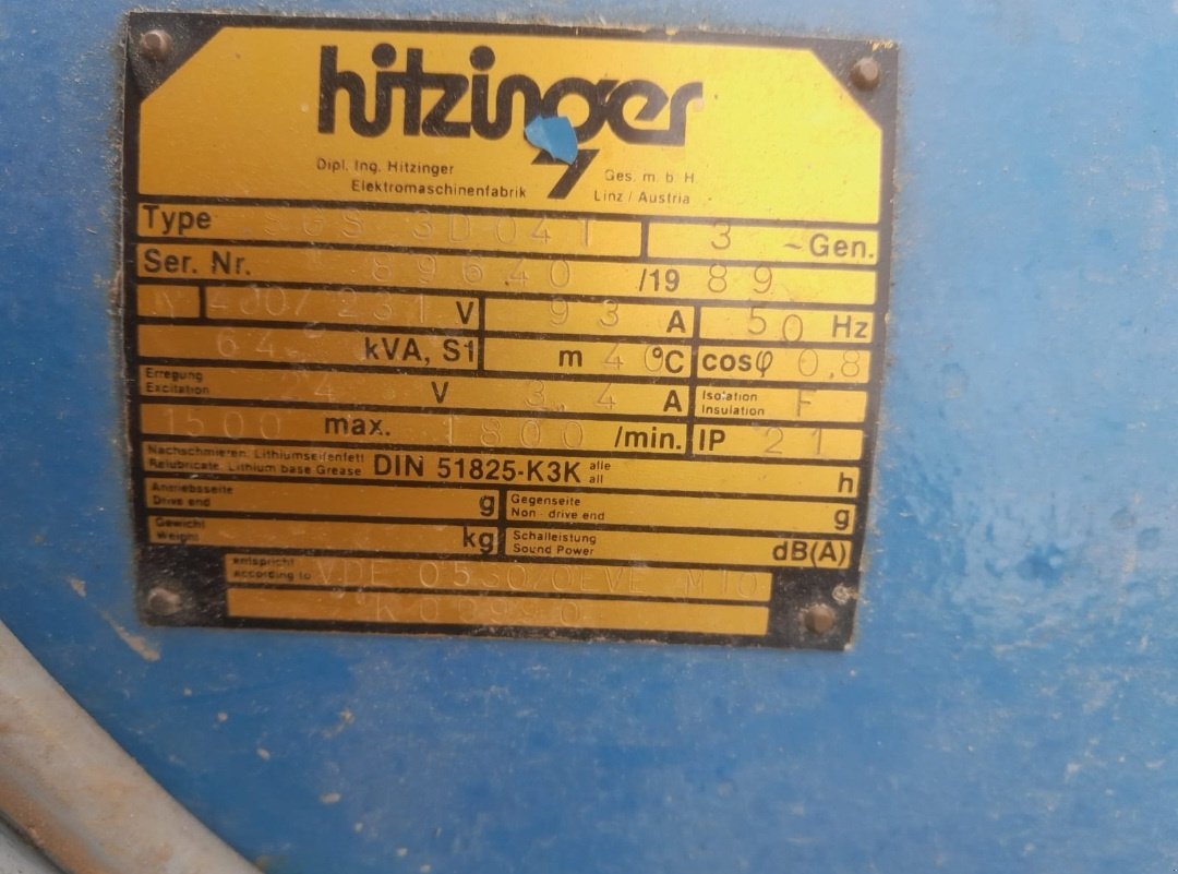 Notstromaggregat del tipo Hitzinger 64kVA, Gebrauchtmaschine en Mühlhausen (Imagen 3)