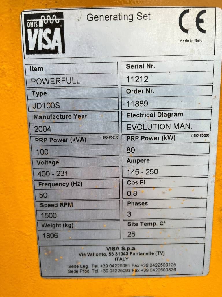 Notstromaggregat Türe ait John Deere - 100 KVA - Occasie generator - Javac, Gebrauchtmaschine içinde Kalmthout (resim 7)