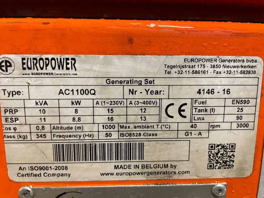 Notstromaggregat a típus Kubota Newboy EPS113TDE 230v/400v 11KVA bouwjaar 2017, Gebrauchtmaschine ekkor: Kwintsheul (Kép 4)