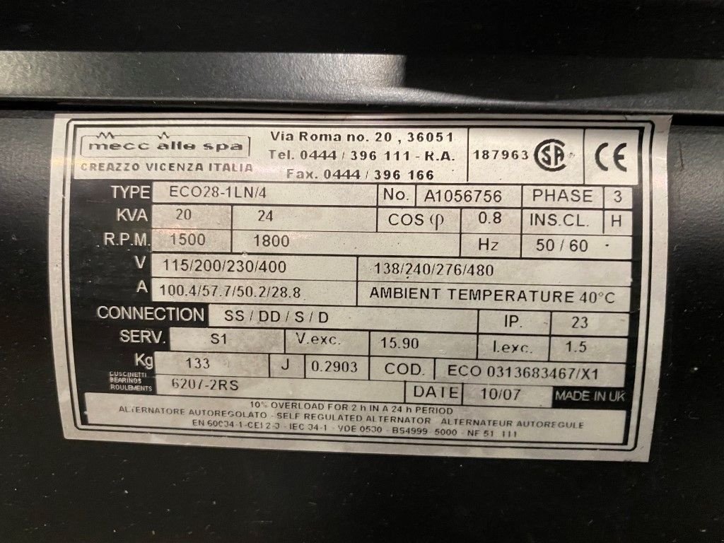 Notstromaggregat des Typs Lister TR3A Mecc Alte Spa 20 kVA generatorset, Gebrauchtmaschine in VEEN (Bild 11)