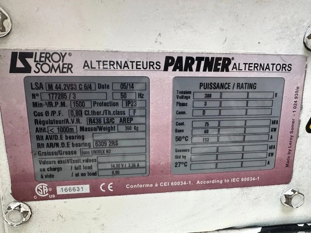 Notstromaggregat Türe ait MAN D0826 E701 Leroy Somer 75 kVA Marine generatorset stroomgroep ag, Gebrauchtmaschine içinde VEEN (resim 9)