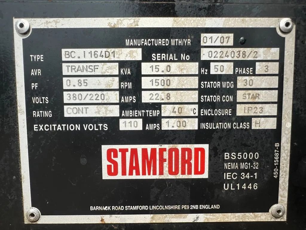 Notstromaggregat tip Mitsubishi S4L Stamford 15 kVA generatorset as New ! 324 hours, Gebrauchtmaschine in VEEN (Poză 10)