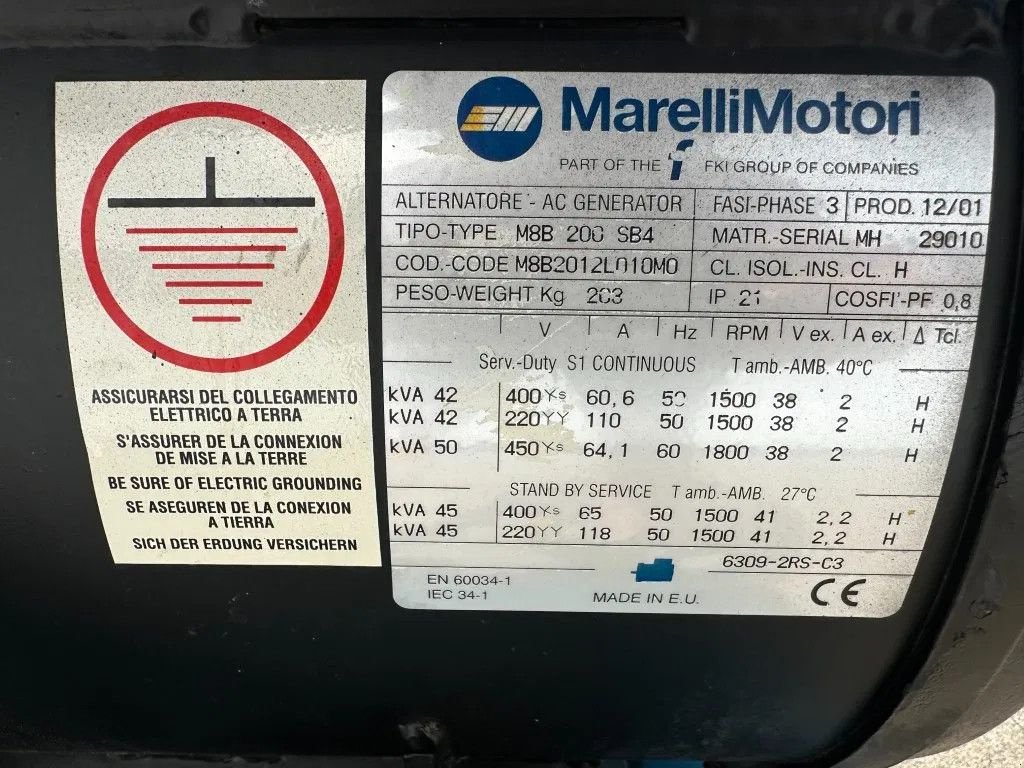 Notstromaggregat Türe ait Perkins 1004-4 Marelli 42 kVA Noodstroom generatorset as New ! 141 hours, Gebrauchtmaschine içinde VEEN (resim 7)