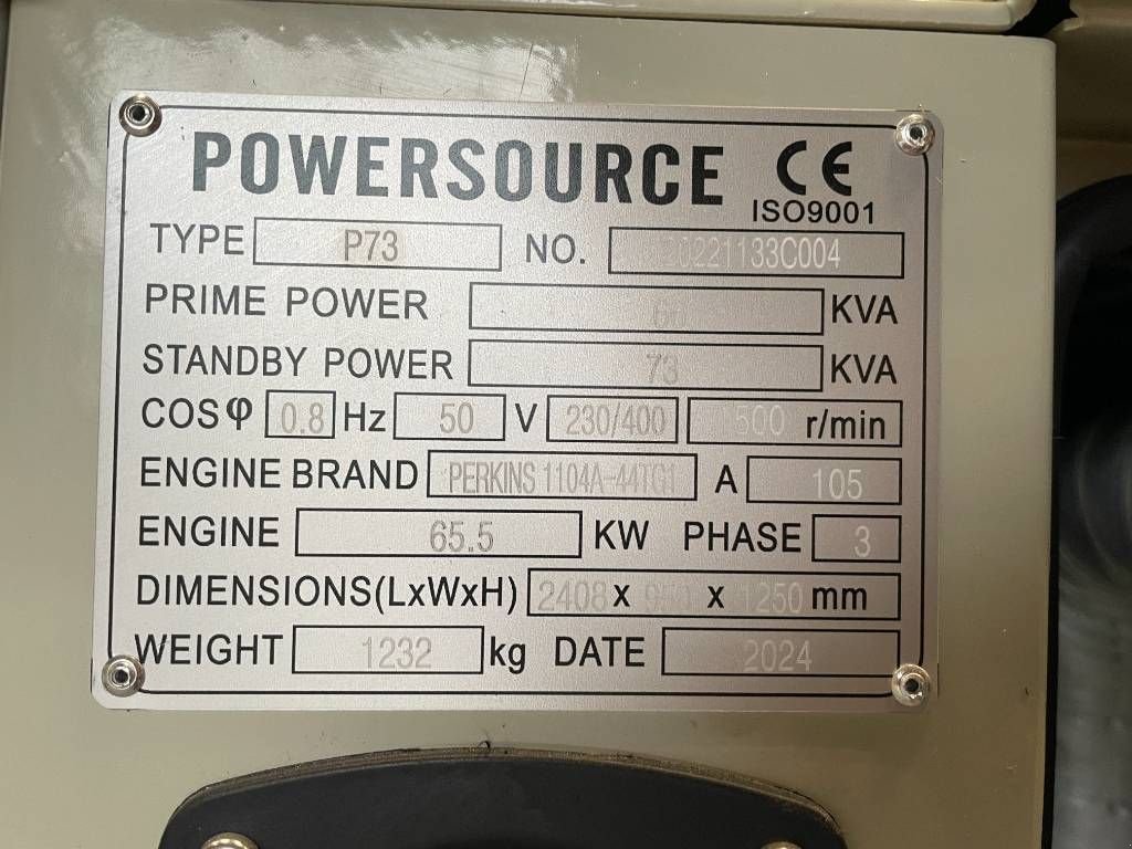 Notstromaggregat типа Perkins 1104A-44TG1 - 73 kVA Generator - DPX-19804.1, Neumaschine в Oudenbosch (Фотография 7)