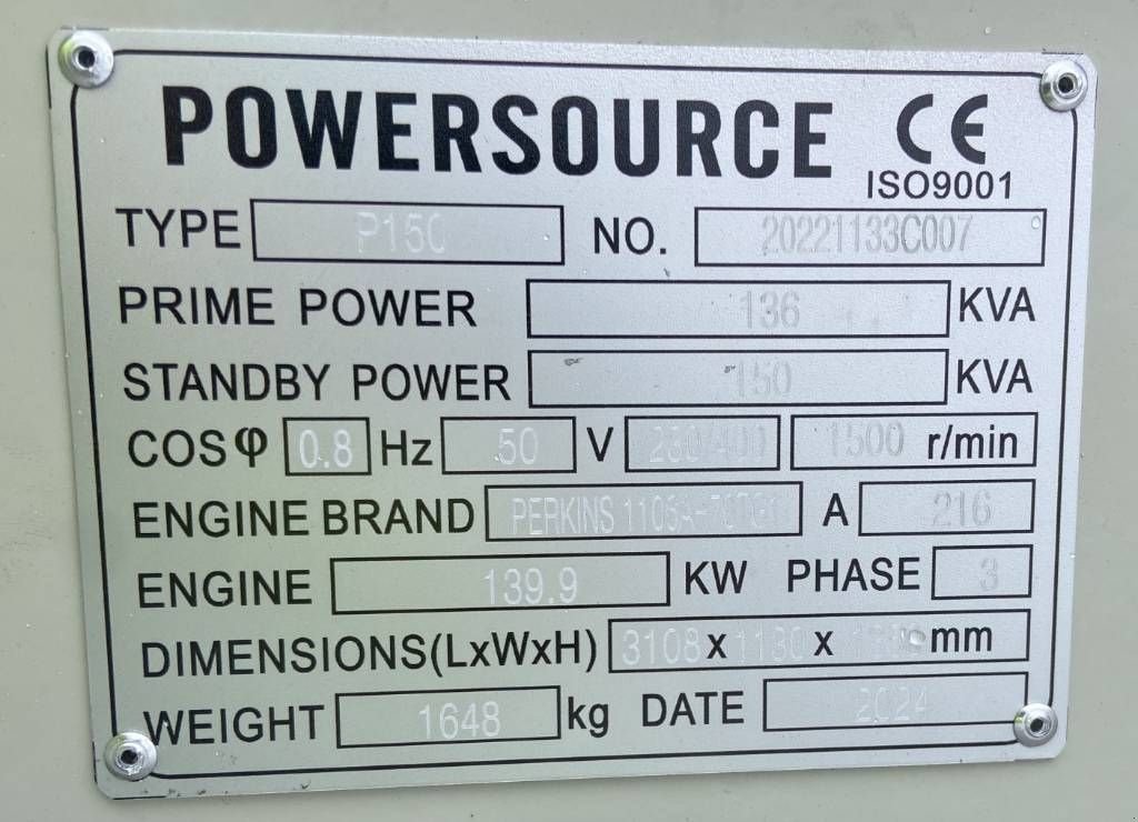 Notstromaggregat of the type Perkins 1106A-70TG1 - 150 kVA Generator - DPX-19807, Neumaschine in Oudenbosch (Picture 5)