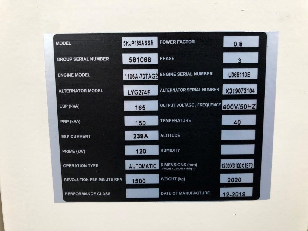 Notstromaggregat tip Perkins 165 kVA Supersilent generatorset, Neumaschine in VEEN (Poză 8)