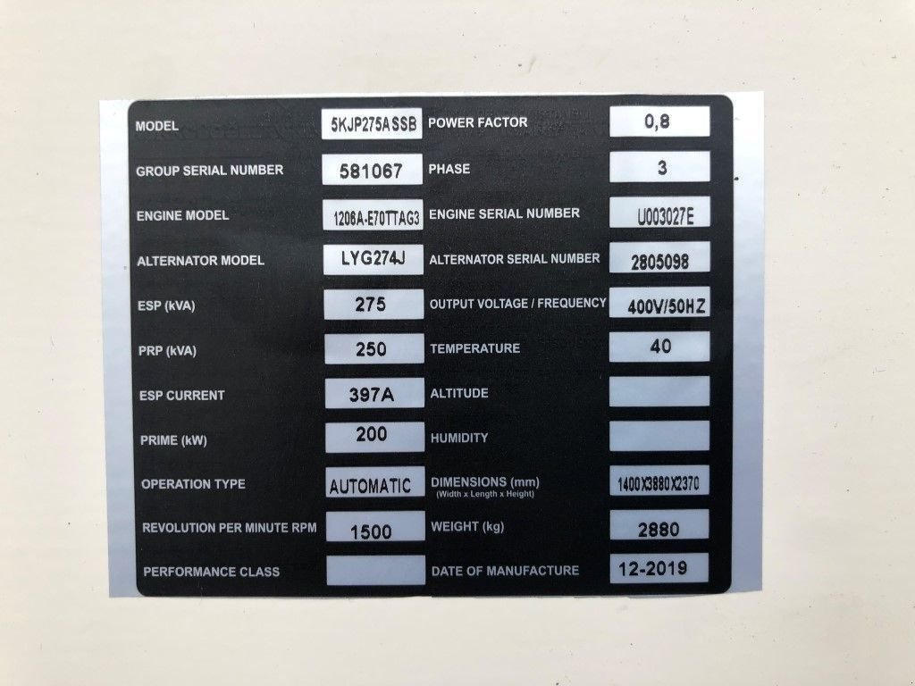 Notstromaggregat of the type Perkins 275 kVA Supersilent generatorset, Neumaschine in VEEN (Picture 5)