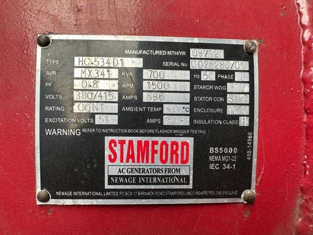 Notstromaggregat типа Perkins 4006 Stamford 700 kVA generatorset, Gebrauchtmaschine в VEEN (Фотография 5)