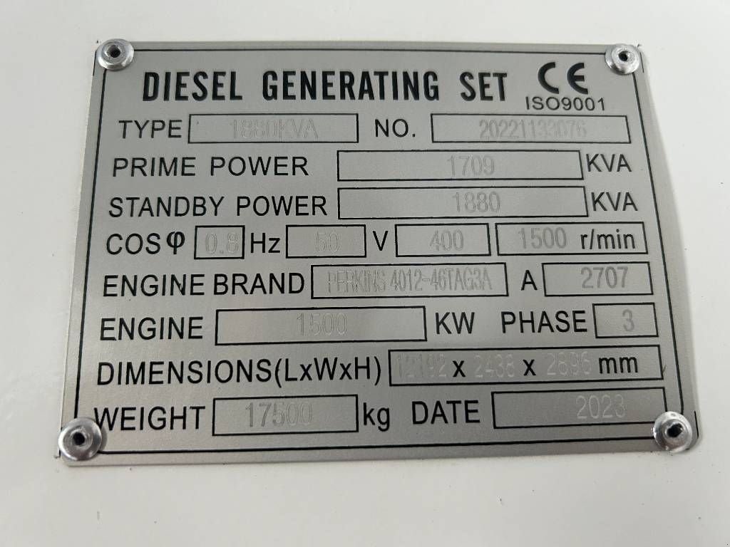 Notstromaggregat типа Perkins 4012-46TAG3A - 1.880 kVA Generator - DPX-19824, Neumaschine в Oudenbosch (Фотография 4)