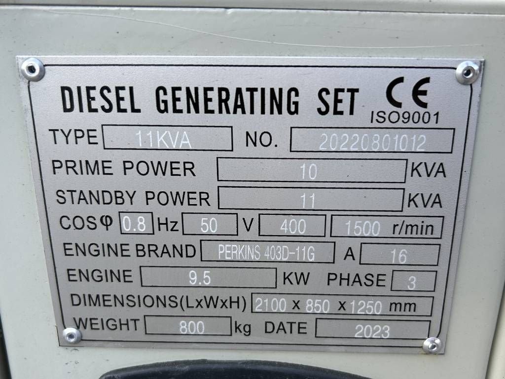 Notstromaggregat Türe ait Perkins 403D-11G - 11 kVA Generator - DPX-19799, Neumaschine içinde Oudenbosch (resim 4)