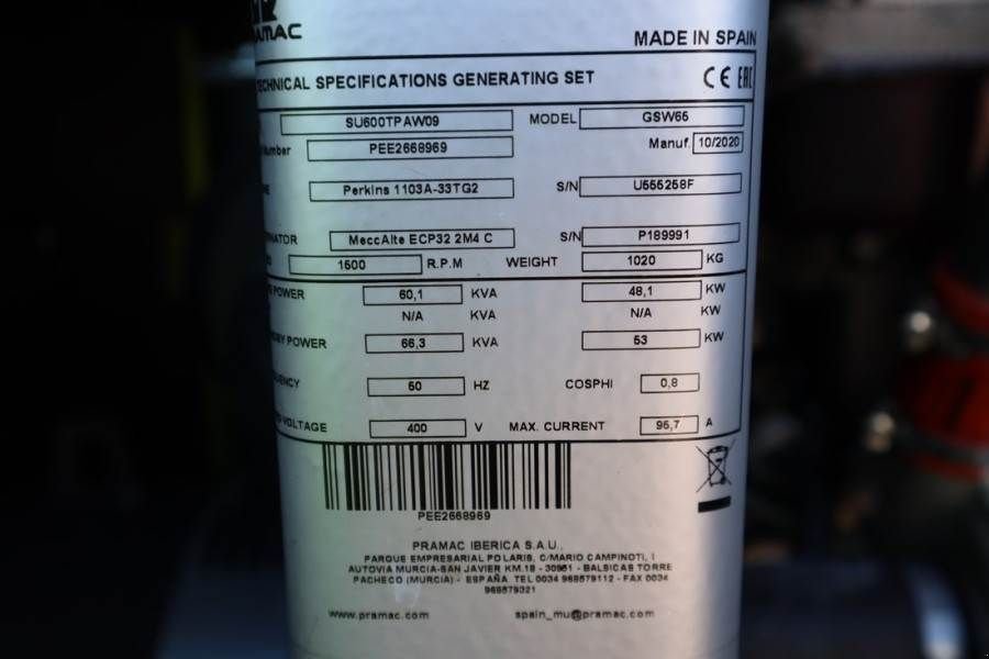 Notstromaggregat Türe ait Pramac GSW65P-ACP Unused, Valid inspection, *Guarantee! D, Gebrauchtmaschine içinde Groenlo (resim 7)