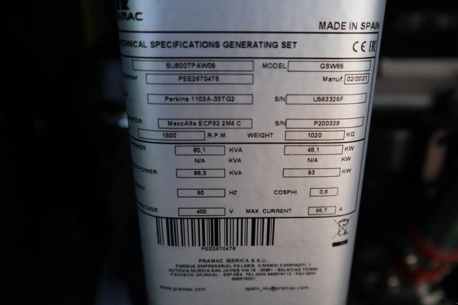 Notstromaggregat του τύπου Pramac GSW65P-ACP Unused, Valid inspection, *Guarantee! D, Gebrauchtmaschine σε Groenlo (Φωτογραφία 8)