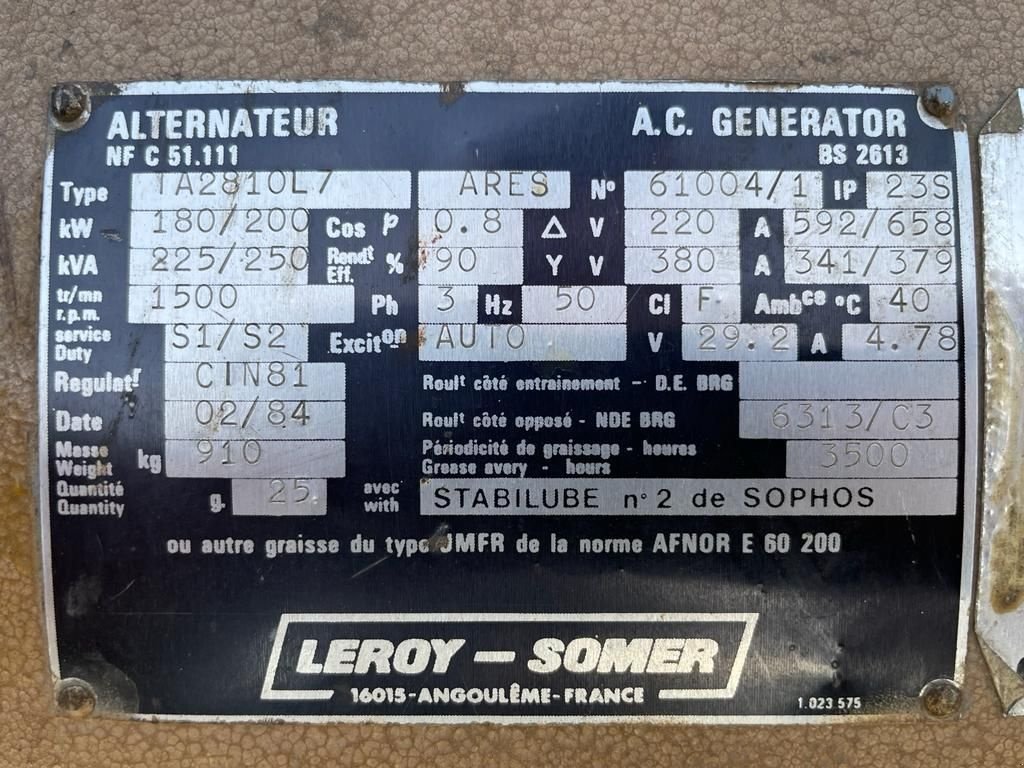 Notstromaggregat типа Renault Leroy Somer 250 kVA generatorset, Gebrauchtmaschine в VEEN (Фотография 5)