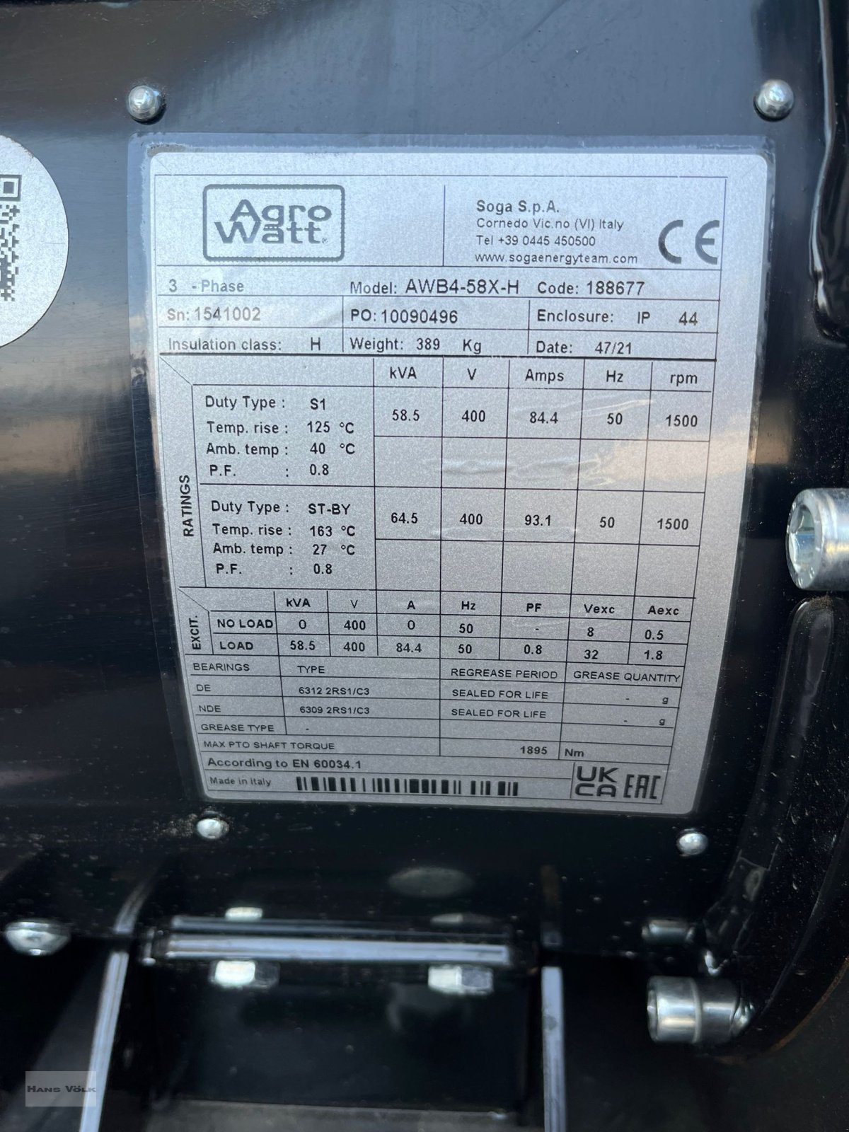 Notstromaggregat tipa SDMO AWB4-58X-H, Neumaschine u Antdorf (Slika 6)