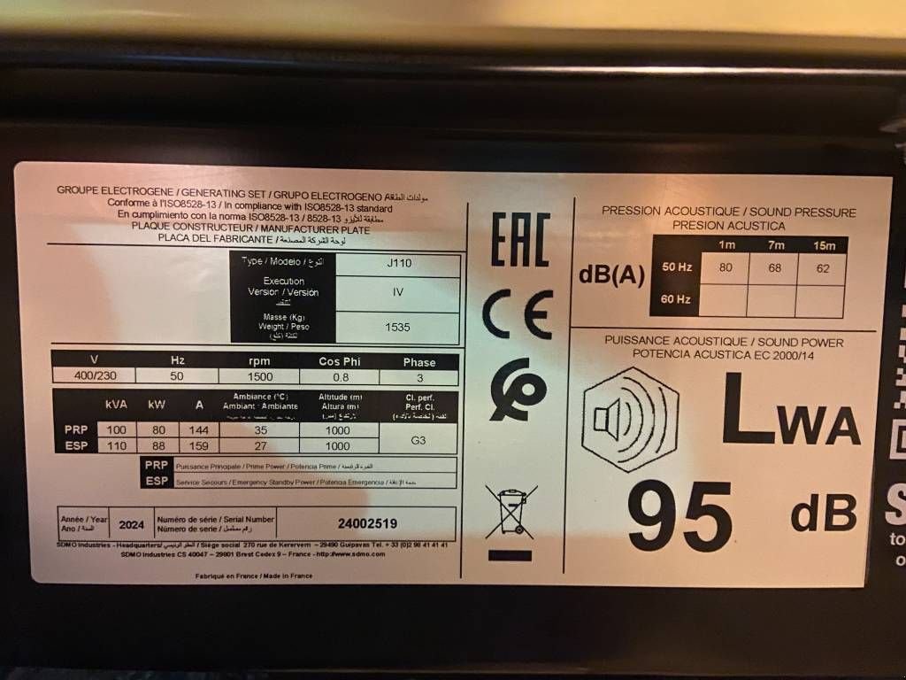 Notstromaggregat typu SDMO J110 - 110 kVA Generator - DPX-17106, Neumaschine v Oudenbosch (Obrázok 7)