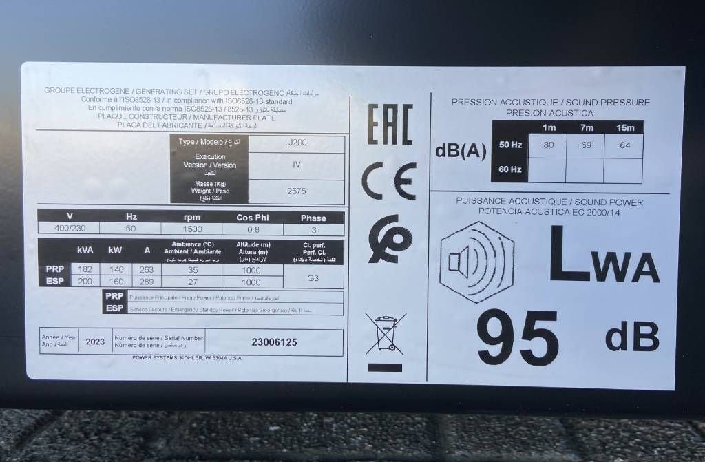 Notstromaggregat a típus SDMO J200 - 200 kVA Generator - DPX-17109, Neumaschine ekkor: Oudenbosch (Kép 4)