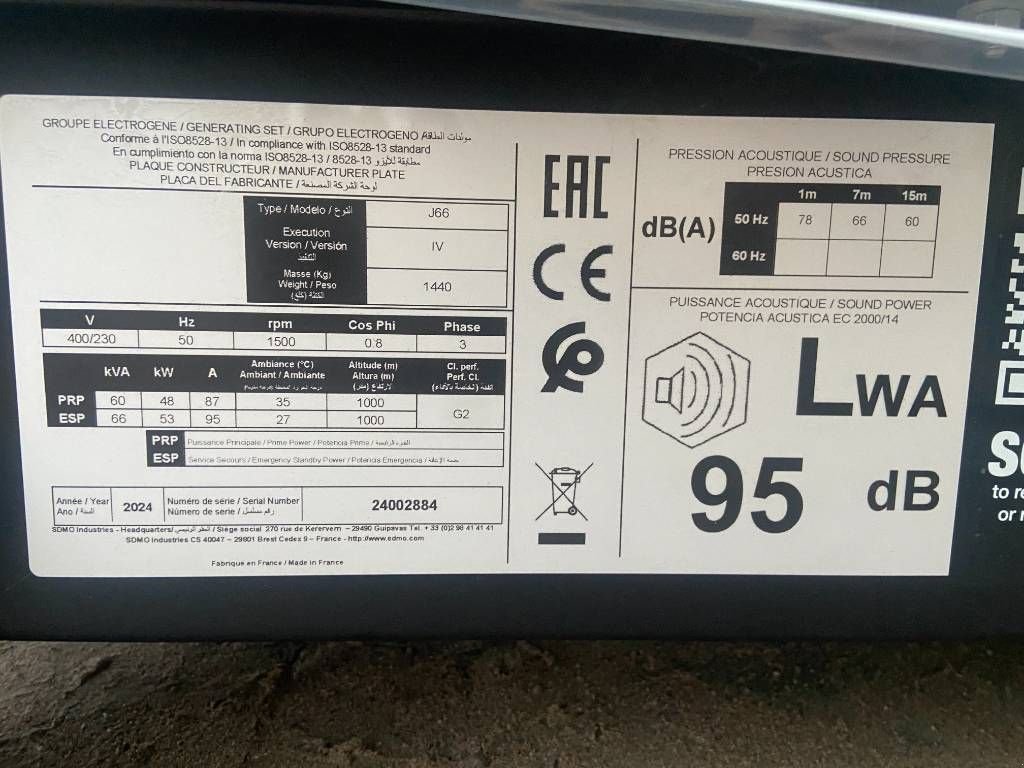 Notstromaggregat tip SDMO J66 - 66 kVA Generator - DPX-17103, Neumaschine in Oudenbosch (Poză 4)